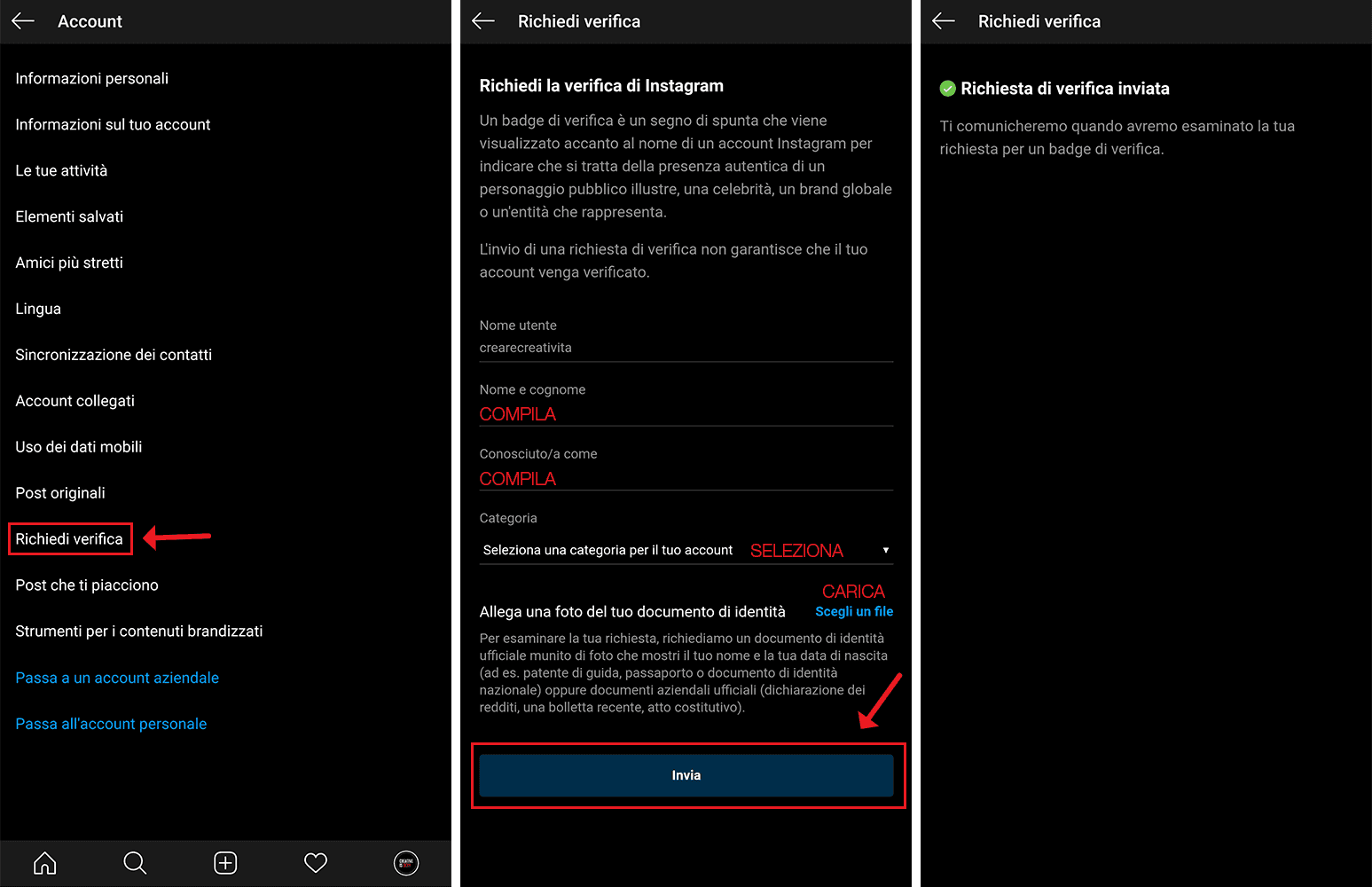 Richiesta Verifica Spunta Blu Instagram Step 02 - Creare Creativita